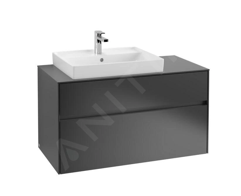 Villeroy & Boch Collaro - Wastafelkast, 1000x548x500 Mm, 2 Laden, Mat Zwart C01700PD 3 Villeroy & Boch Collaro - Wastafelkast, 1000x548x500 Mm, 2 Laden, Mat Zwart C01700PD