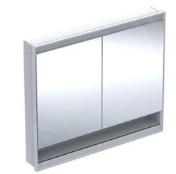 Geberit ONE - Spiegelkast Met LED-verlichting, 1050x900x150 Mm, 2 Deuren, Met Nis, Inbouw, Wit 505.824.00.2