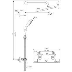 Ideal Standard CeraTherm - T25 Doucheset Met Thermostaat 200 Mm, 3 Stralen, Chroom A7208AA -Badkamer Paradijs 0ae71b65bf5bd3656c00b07d