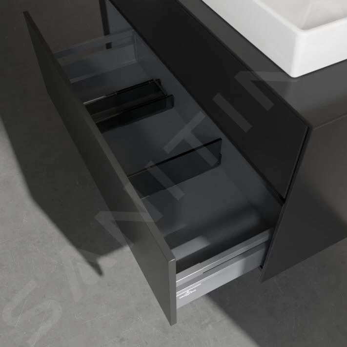 Villeroy & Boch Collaro - Wastafelkast, 1000x548x500 Mm, 2 Laden, Mat Zwart C01700PD 6 Villeroy & Boch Collaro - Wastafelkast, 1000x548x500 Mm, 2 Laden, Mat Zwart C01700PD - Afbeelding 4