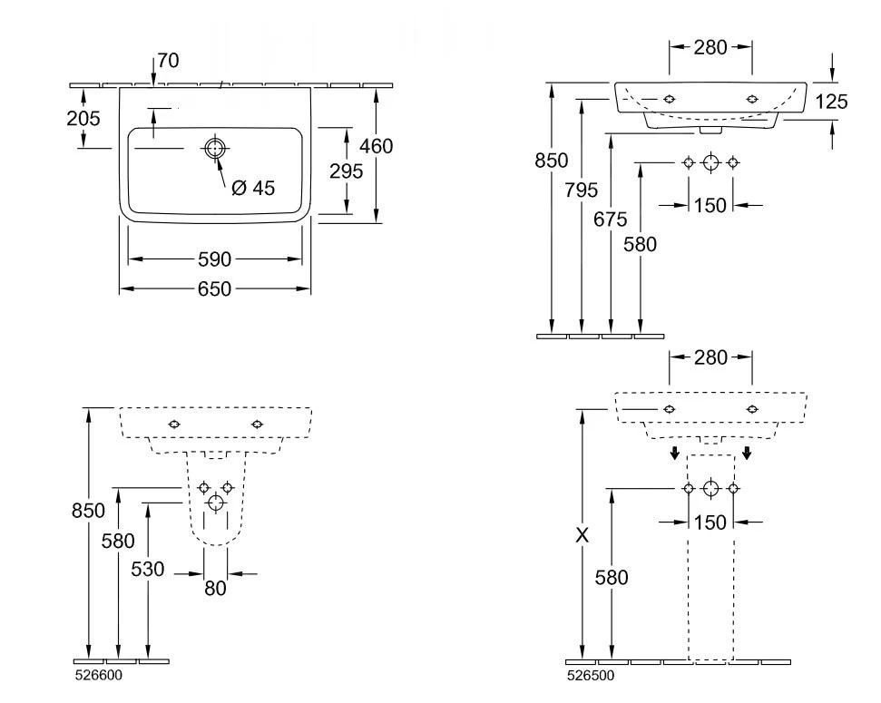 Villeroy & Boch O.novo - Wastafel 650x460 Mm, Met Overloop, Zonder Kraangat, Alpine Wit 4A416701 4 Villeroy & Boch O.novo - Wastafel 650x460 Mm, Met Overloop, Zonder Kraangat, Alpine Wit 4A416701 - Afbeelding 2