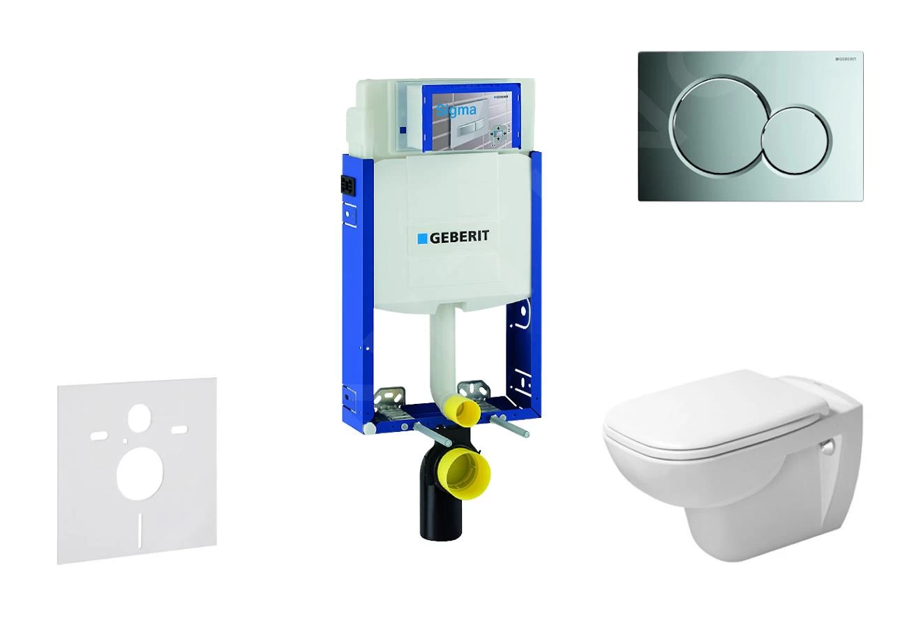 Geberit Kombifix - Toiletset Met Sigma01 Bedieningsplaat, Glanzend Chroom + Duravit D-Code Hangend Toilet En Wc Bril, Rimless, SoftClose 110.302.00.5 NH2 3 Geberit Kombifix - Toiletset Met Sigma01 Bedieningsplaat, Glanzend Chroom + Duravit D-Code Hangend Toilet En Wc Bril, Rimless, SoftClose 110.302.00.5 NH2