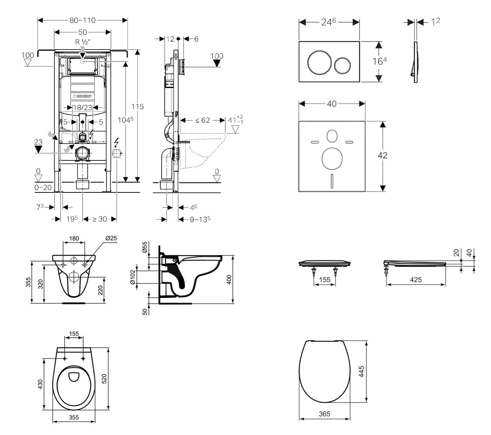 Geberit Duofix - Set Voorwandinstallatie, Closet Alpha Met WC-zitting, Bedieningspaneel Sigma20, Wit/chroom 111.355.00.5 ND4 4 Geberit Duofix - Set Voorwandinstallatie, Closet Alpha Met WC-zitting, Bedieningspaneel Sigma20, Wit/chroom 111.355.00.5 ND4 - Afbeelding 2