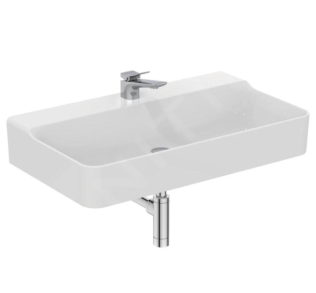 Ideal Standard Conca Ceram - Wastafel 800x450 Mm, Zonder Overloop, Met Kraangat, Wit T379501 8 Ideal Standard Conca Ceram - Wastafel 800x450 Mm, Zonder Overloop, Met Kraangat, Wit T379501 - Afbeelding 6