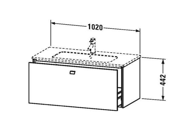 Duravit Brioso - Wastafelonderkast 442x1020x479 Mm, 1 Lade, Glans Wit BR400302222 4 Duravit Brioso - Wastafelonderkast 442x1020x479 Mm, 1 Lade, Glans Wit BR400302222 - Afbeelding 2