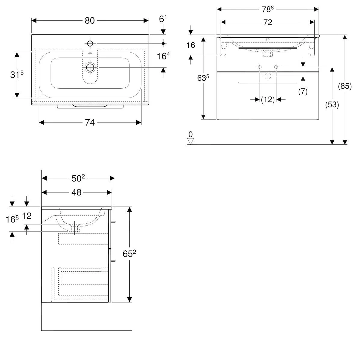 Geberit Selnova Square - Wastafelonderkast 635x788x480 Mm, Met Wastafel, 2 Laden, Lava Mat 501.241.00.1 4 Geberit Selnova Square - Wastafelonderkast 635x788x480 Mm, Met Wastafel, 2 Laden, Lava Mat 501.241.00.1 - Afbeelding 2