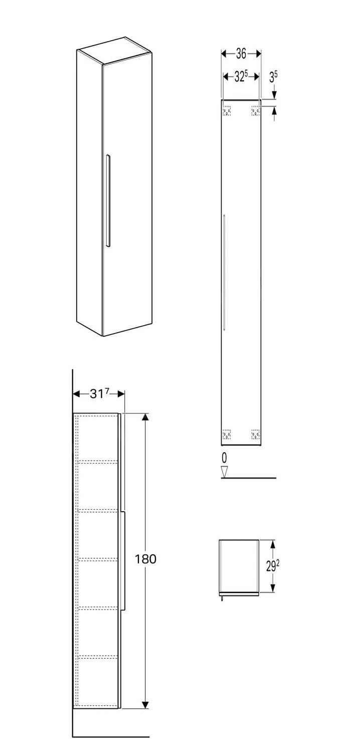 Geberit ICon - Hoge Badkamerkast 1800x360 Mm, Mat Wit 841000000 4 Geberit ICon - Hoge Badkamerkast 1800x360 Mm, Mat Wit 841000000 - Afbeelding 2