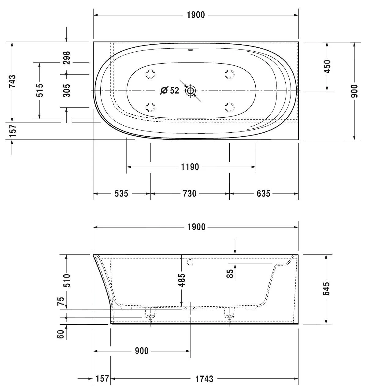 Duravit Cape Cod - Hoekbad 1900x900 Mm, Hoek Rechts, Wit 700363000000000 4 Duravit Cape Cod - Hoekbad 1900x900 Mm, Hoek Rechts, Wit 700363000000000 - Afbeelding 2