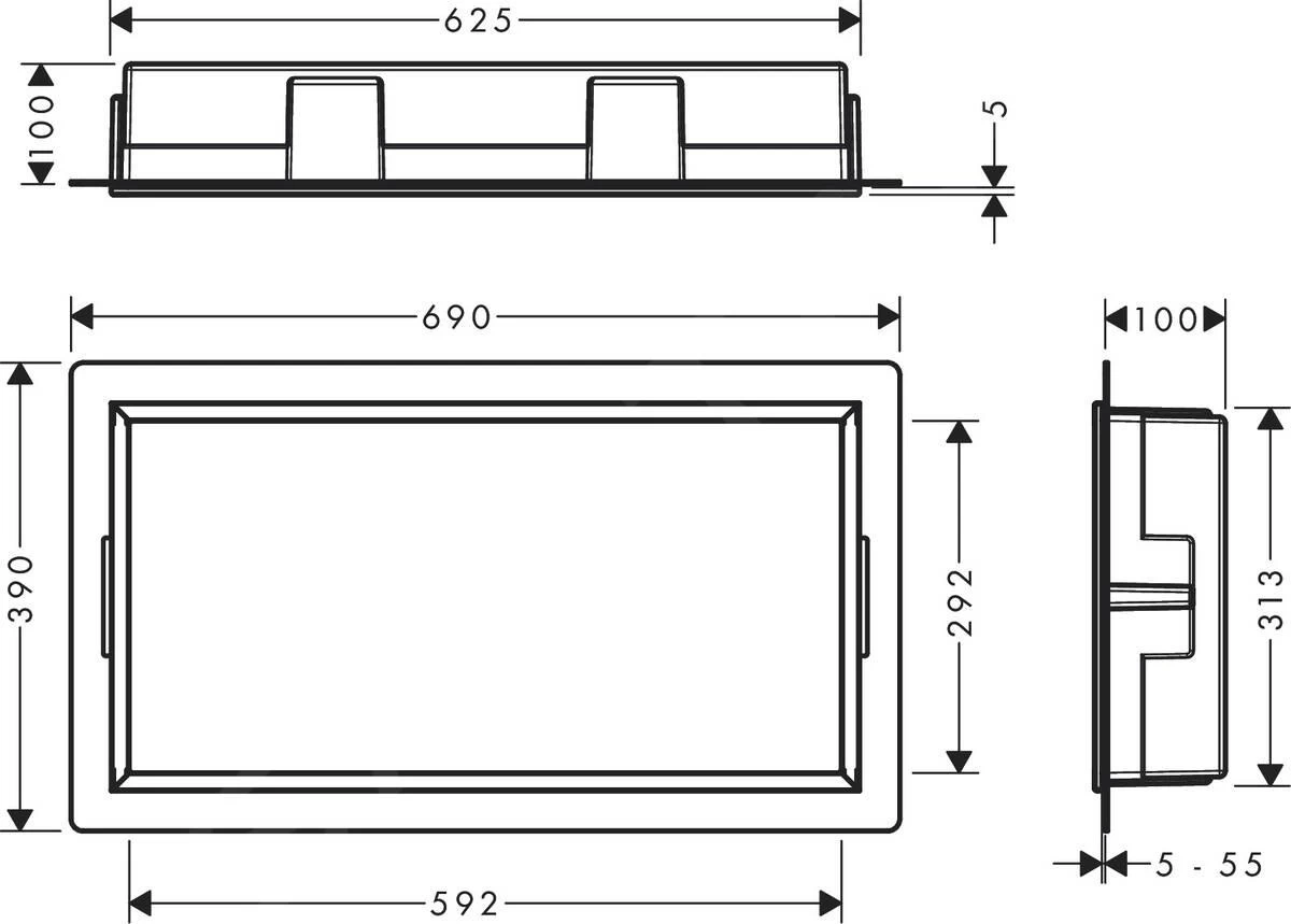 Hansgrohe XtraStoris Original - Inbouwnis, 300x600x100 Mm, Rvs 56064800 4 Hansgrohe XtraStoris Original - Inbouwnis, 300x600x100 Mm, Rvs 56064800 - Afbeelding 2