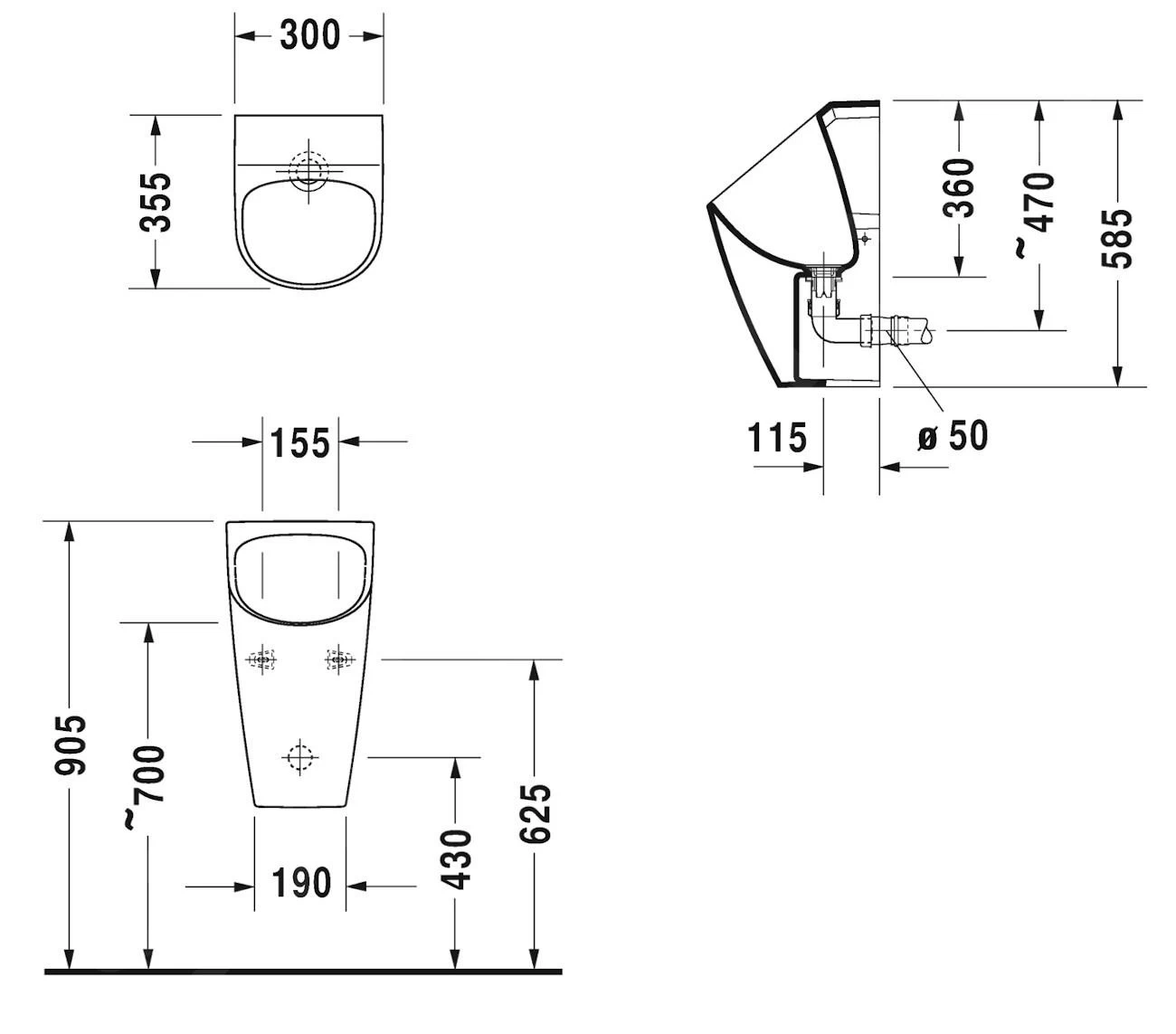 Duravit ME By Starck - Urinoir Waterloos, Met HygieneGlaze, Alpine Wit 2814302000 4 Duravit ME By Starck - Urinoir Waterloos, Met HygieneGlaze, Alpine Wit 2814302000 - Afbeelding 2
