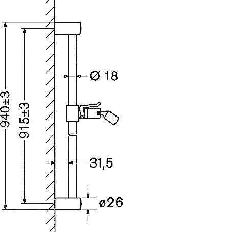 Hansa Jet - Glijstang 900 Mm, Chroom 04480100 4 Hansa Jet - Glijstang 900 Mm, Chroom 04480100 - Afbeelding 2