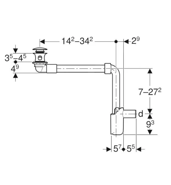 Geberit Toebehoren - Ruimte Besparende Wastafel Sifon Met Overloop, ClickClack, Chroom 152.073.21.1 4 Geberit Toebehoren - Ruimte Besparende Wastafel Sifon Met Overloop, ClickClack, Chroom 152.073.21.1 - Afbeelding 2