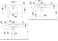 Duravit ME By Starck - Wastafel Asymmetrisch 830x490 Mm, Met Kraangat Links, Met WonderGliss, Wit 23458300001 -Badkamer Paradijs 44d4c5ecb913a0a7a96eef19