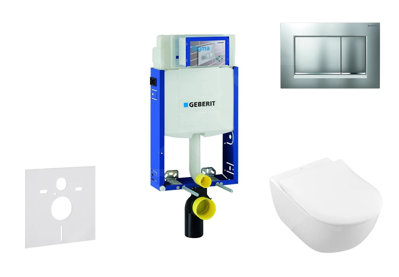 Geberit Kombifix - Toiletset Met Sigma30 Bedieningsplaat, Mat Chroom/chroom + Villeroy Boch Hangend Toilet En Wc Bril, SoftClose, DirectFlush, CeramicPlus 110.302.00.5 NI7 3 Geberit Kombifix - Toiletset Met Sigma30 Bedieningsplaat, Mat Chroom/chroom + Villeroy Boch Hangend Toilet En Wc Bril, SoftClose, DirectFlush, CeramicPlus 110.302.00.5 NI7