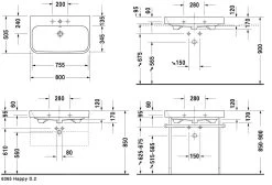 Duravit Happy D.2 - Wastafel 800x505 Mm, Met Overloop, Met Kraangat, Wit 2318800000 -Badkamer Paradijs 487da79b5bb9633328dc25a2