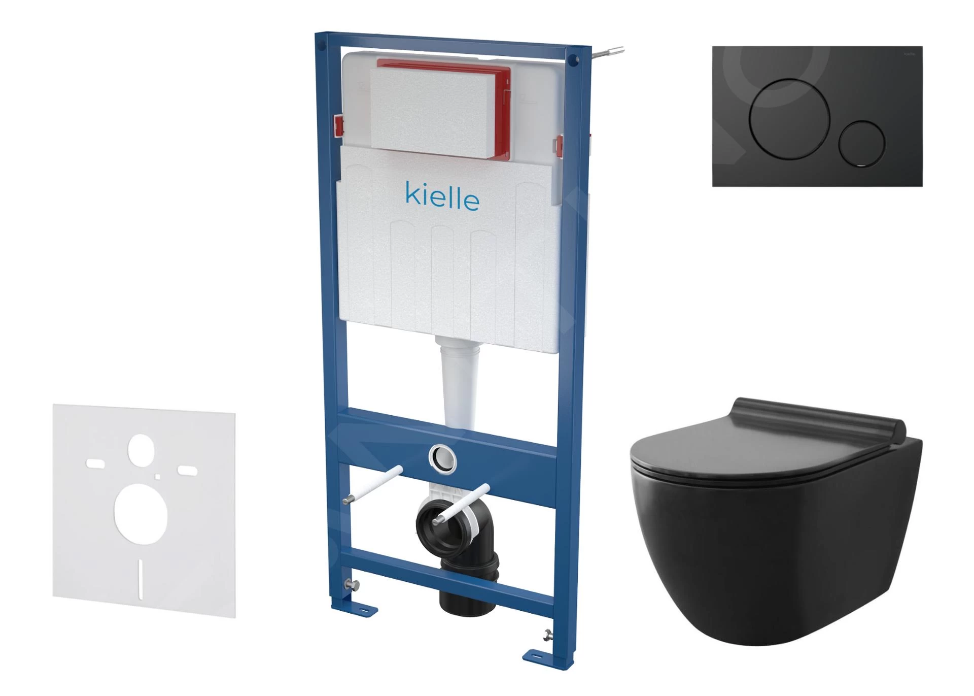 Kielle Genesis - Set Voorwandinstallatie, Toilet Gaia, Toiletbril Softclose En Bedieningspaneel Gemini IV, Mat Zwart 30505SS11 3 Kielle Genesis - Set Voorwandinstallatie, Toilet Gaia, Toiletbril Softclose En Bedieningspaneel Gemini IV, Mat Zwart 30505SS11