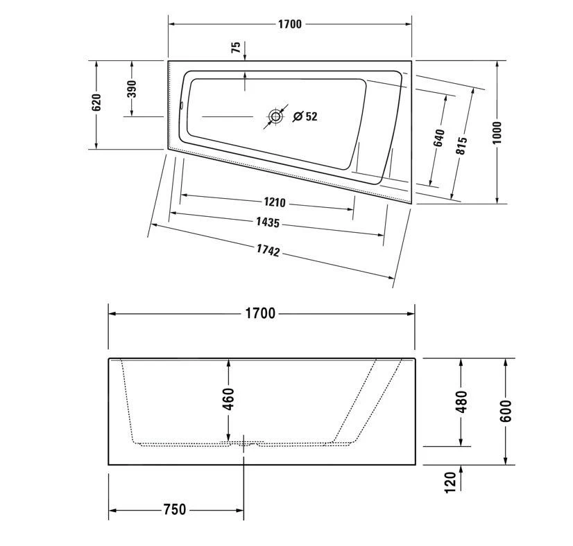 Duravit Paiova - Asymmetrisch Bad, 1700x1000 Mm, Met Paneel, Rechts, Wit 700265000000000 4 Duravit Paiova - Asymmetrisch Bad, 1700x1000 Mm, Met Paneel, Rechts, Wit 700265000000000 - Afbeelding 2