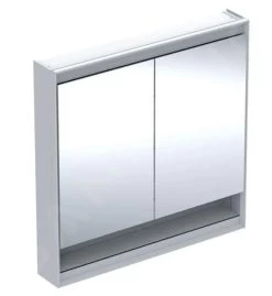Geberit ONE - Spiegelkast Met LED-verlichting, 900x900x150 Mm, 2 Deuren, Met Nis, Wit 505.833.00.2