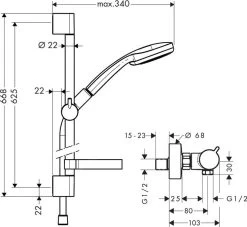 Hansgrohe Croma 100 - Doucheset Vario Met Thermostaat, 3jet, Chroom 27034000 -Badkamer Paradijs 56aace32e4faa6fc776f1685