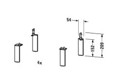 Duravit Toebehoren - Steunpoten, 4st, Chroom UV999400000