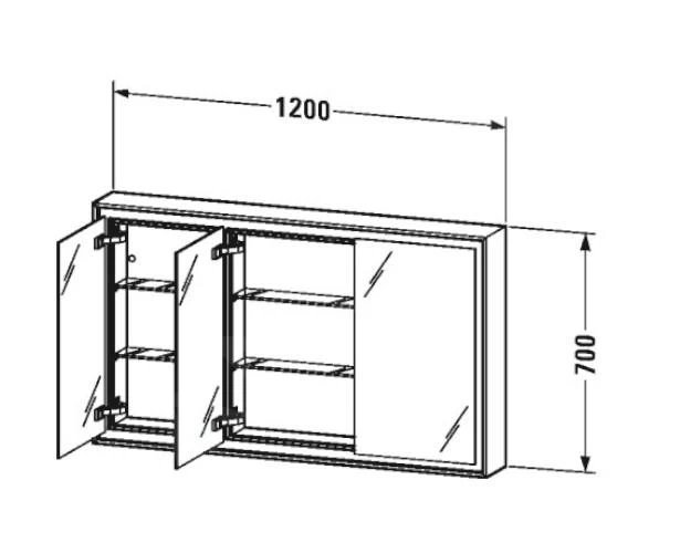 Duravit L-Cube - Spiegelkast Met LED-verlichting, Inbouw, 700x1200x155 Mm, 3 Deuren, Wit LC7653000001000 4 Duravit L-Cube - Spiegelkast Met LED-verlichting, Inbouw, 700x1200x155 Mm, 3 Deuren, Wit LC7653000001000 - Afbeelding 2