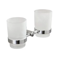 Aqualine Samba - Dubbel Beker Houder, Chroom/melkglas SB105