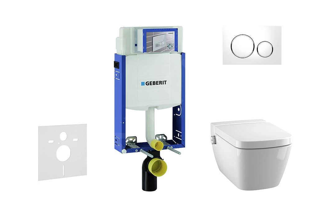 Geberit Kombifix - Inbouwreservoir Voor Hangend Toilet Met SIGMA20 Bedieningsknop, Wit/glanzend Chroom + Tece One - Hangend Douche-wc En Wc-bril, Rimless, SoftClose 110.302.00.5 NT4 3 Geberit Kombifix - Inbouwreservoir Voor Hangend Toilet Met SIGMA20 Bedieningsknop, Wit/glanzend Chroom + Tece One - Hangend Douche-wc En Wc-bril, Rimless, SoftClose 110.302.00.5 NT4