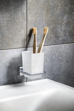 Aqualine Apollo - Tandenborstelhouder, Mat Glas/chroom 1416-04 -Badkamer Paradijs 60b433d50bc8b024f4db526e