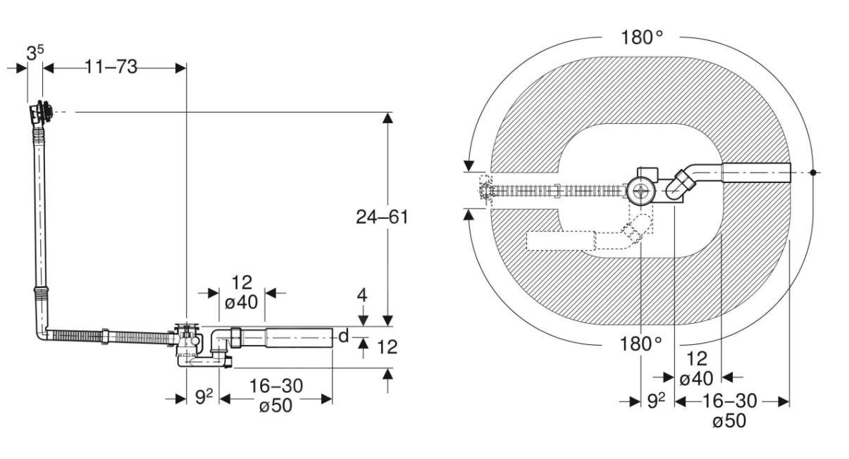 Geberit Toebehoren - Afvoer- En Overloopgarnituur, Lengte 730 Mm, Afbouwset, Chroom 150.525.21.6 4 Geberit Toebehoren - Afvoer- En Overloopgarnituur, Lengte 730 Mm, Afbouwset, Chroom 150.525.21.6 - Afbeelding 2