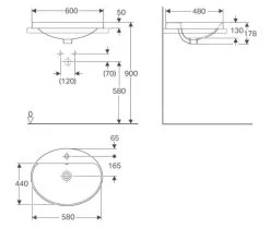 Geberit VariForm - Inbouw Wastafel 600x480 Mm, Met Overloop, Met Kraangat, Wit 500.724.01.2 -Badkamer Paradijs 627511010306472373ee405e