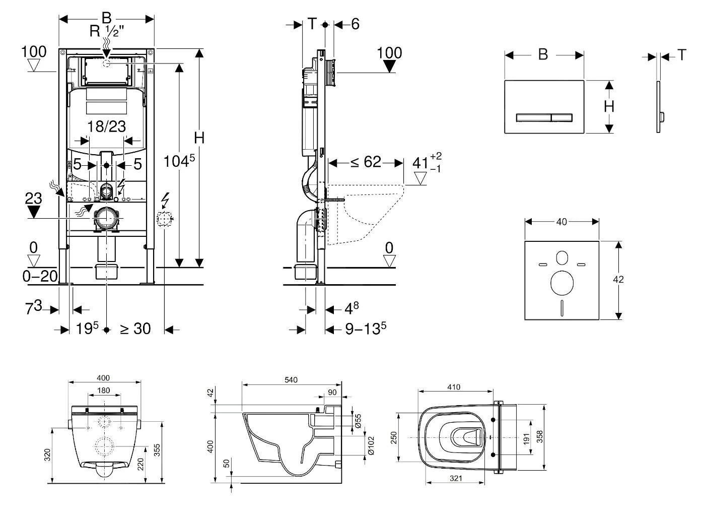 Geberit Duofix - Inbouwreservoir Voor Hangend Toilet Met SIGMA50 Bedieningsknop, Alpine Wit + Tece One - Hangend Douche-wc En Wc-bril, Rimless, SoftClose 111.300.00.5 NT8 4 Geberit Duofix - Inbouwreservoir Voor Hangend Toilet Met SIGMA50 Bedieningsknop, Alpine Wit + Tece One - Hangend Douche-wc En Wc-bril, Rimless, SoftClose 111.300.00.5 NT8 - Afbeelding 2