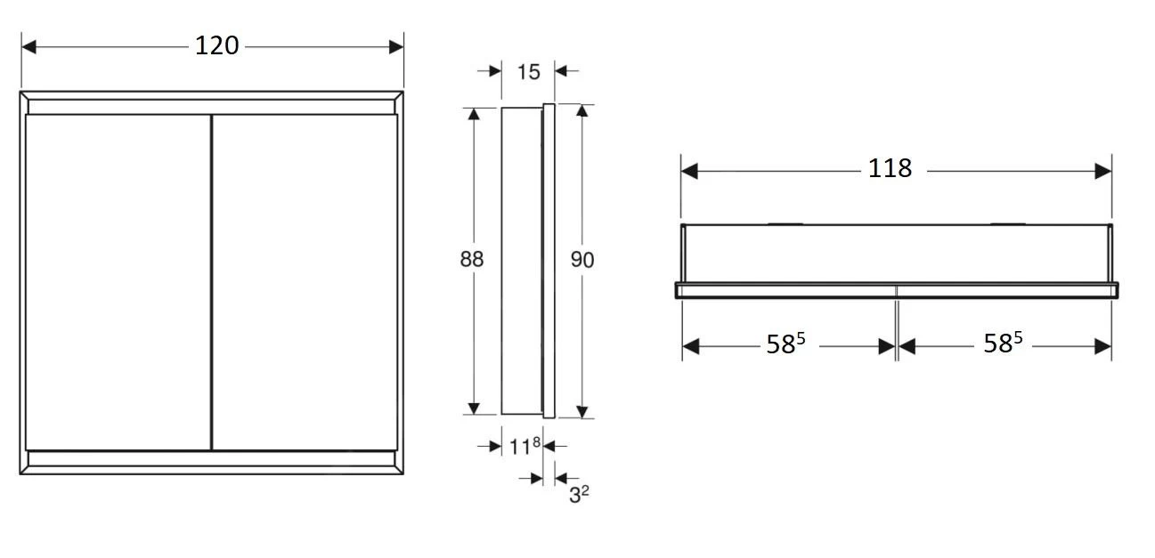Geberit ONE - Spiegelkast Met LED-verlichting, 1200x900x150 Mm, 2 Deuren, Inbouw, Aluminium 505.805.00.1 4 Geberit ONE - Spiegelkast Met LED-verlichting, 1200x900x150 Mm, 2 Deuren, Inbouw, Aluminium 505.805.00.1 - Afbeelding 2