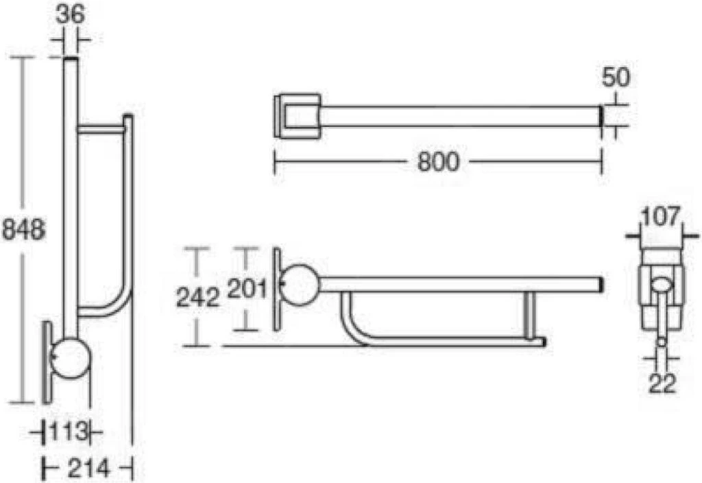 Ideal Standard Contour 21 - Opklapbare Armsteun, Roestvrij Staal S6360MY 4 Ideal Standard Contour 21 - Opklapbare Armsteun, Roestvrij Staal S6360MY - Afbeelding 2