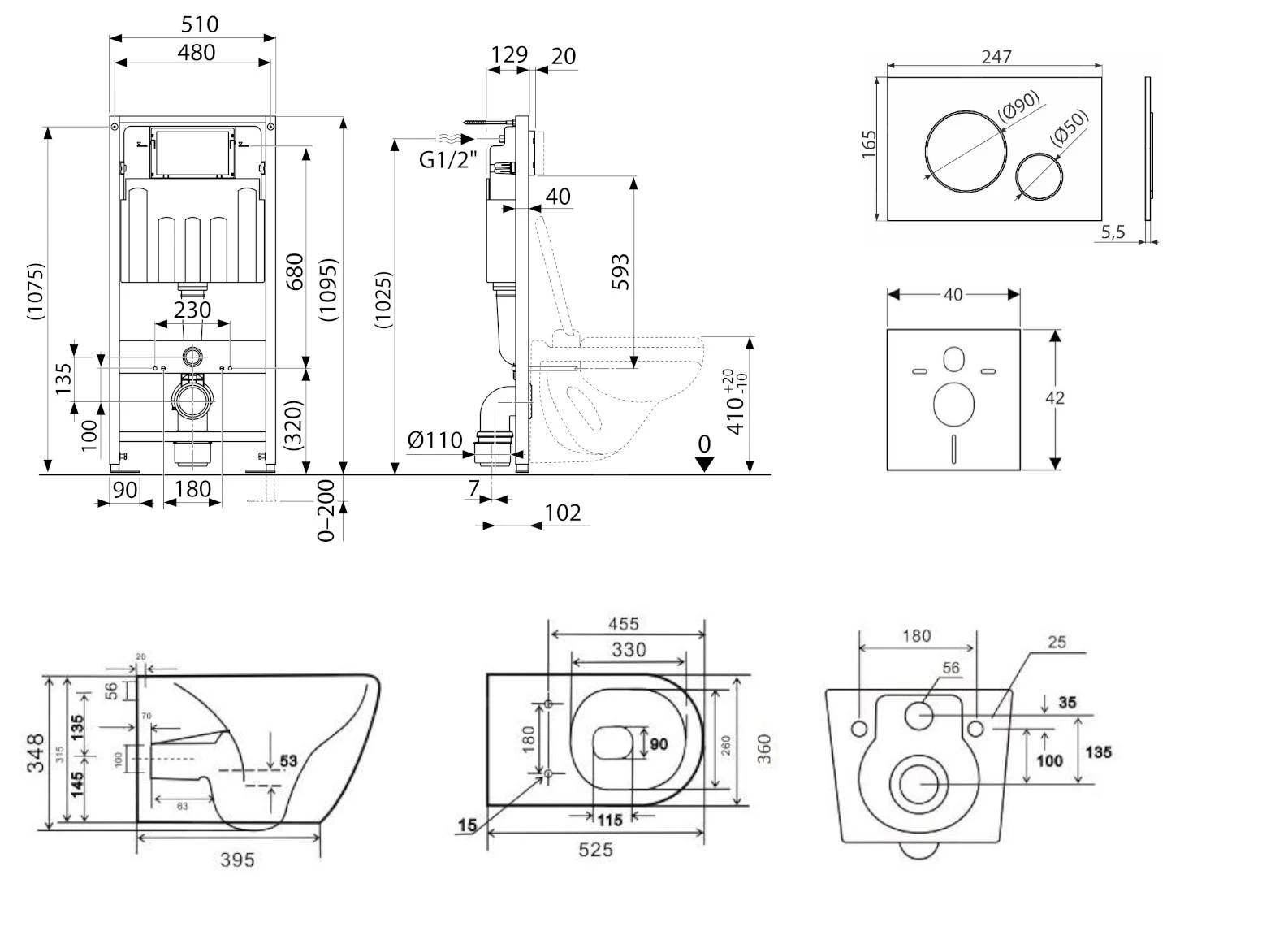 Kielle Genesis - Set Voorwandinstallatie, Toilet Gaia, Toiletbril Softclose En Bedieningspaneel Gemini IV, Mat Zwart 30505SS11 4 Kielle Genesis - Set Voorwandinstallatie, Toilet Gaia, Toiletbril Softclose En Bedieningspaneel Gemini IV, Mat Zwart 30505SS11 - Afbeelding 2