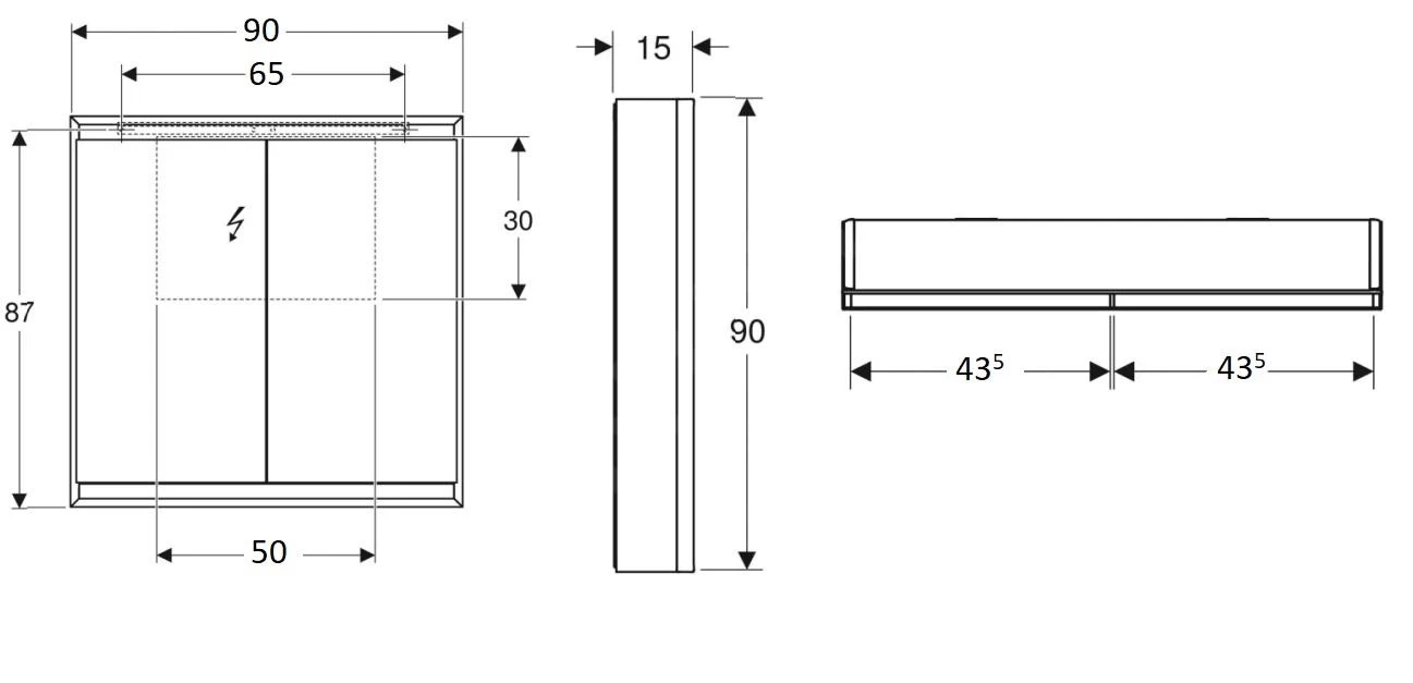 Geberit ONE - Spiegelkast Met LED-verlichting, 900x900x150 Mm, 2 Deuren, Aluminium 505.813.00.1 4 Geberit ONE - Spiegelkast Met LED-verlichting, 900x900x150 Mm, 2 Deuren, Aluminium 505.813.00.1 - Afbeelding 2