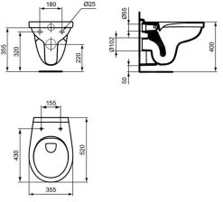 Ideal Standard Dolomite - Wandcloset, Rimless, Wit W331301 6 Ideal Standard Dolomite - Wandcloset, Rimless, Wit W331301 -Badkamer Paradijs 8950030380f48a0616932171