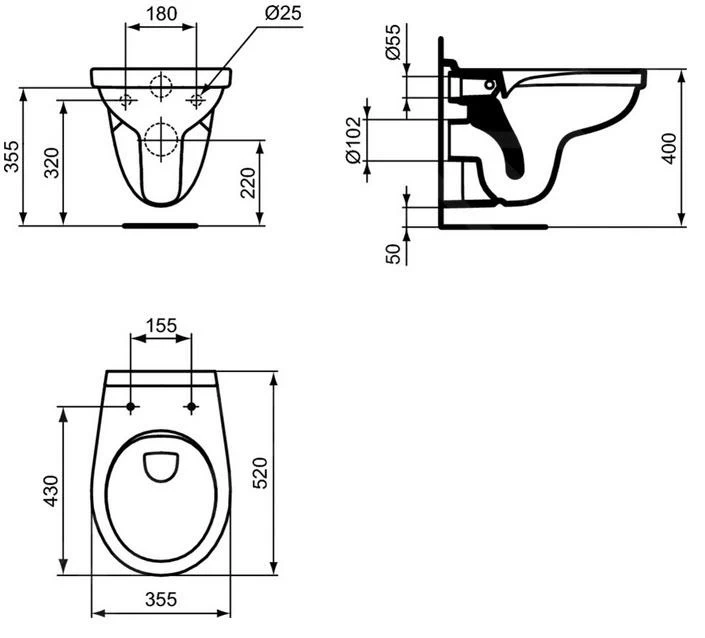 Ideal Standard Dolomite - Wandcloset, Rimless, Wit W331301 4 Ideal Standard Dolomite - Wandcloset, Rimless, Wit W331301 - Afbeelding 2