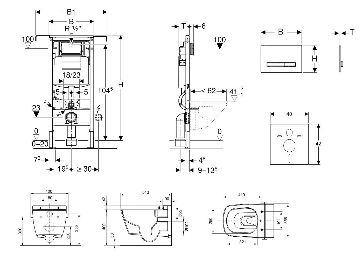 Geberit Kombifix - Inbouwreservoir Voor Hangend Toilet Met SIGMA50 Bedieningsknop, Alpine Wit + Tece One - Hangend Douche-wc En Wc-bril, Rimless, SoftClose 110.302.00.5 NT8 4 Geberit Kombifix - Inbouwreservoir Voor Hangend Toilet Met SIGMA50 Bedieningsknop, Alpine Wit + Tece One - Hangend Douche-wc En Wc-bril, Rimless, SoftClose 110.302.00.5 NT8 - Afbeelding 2