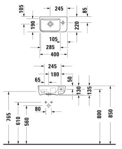Duravit ME By Starck - Fontein 400x220 Mm, Zonder Overloop, Met Kraangat Rechts, Wit 0717400000 -Badkamer Paradijs 8ecd4d79b48d68d9b5bca2f9