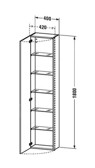 Duravit DuraStyle - Hoge Kast 1800x400x240 Mm, Rechts, Glanzend Wit DS1228R2222 4 Duravit DuraStyle - Hoge Kast 1800x400x240 Mm, Rechts, Glanzend Wit DS1228R2222 - Afbeelding 2