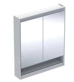 Geberit ONE - Spiegelkast Met LED-verlichting, 750x900x150 Mm, 2 Deuren, Met Nis, Wit 505.832.00.2