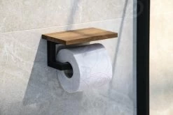 Sapho Ska - Toiletpapierhouder, Met Plankje, Zwart/eikenhout SKA421 -Badkamer Paradijs 9a3ffa80fc6b423d28e6a26d