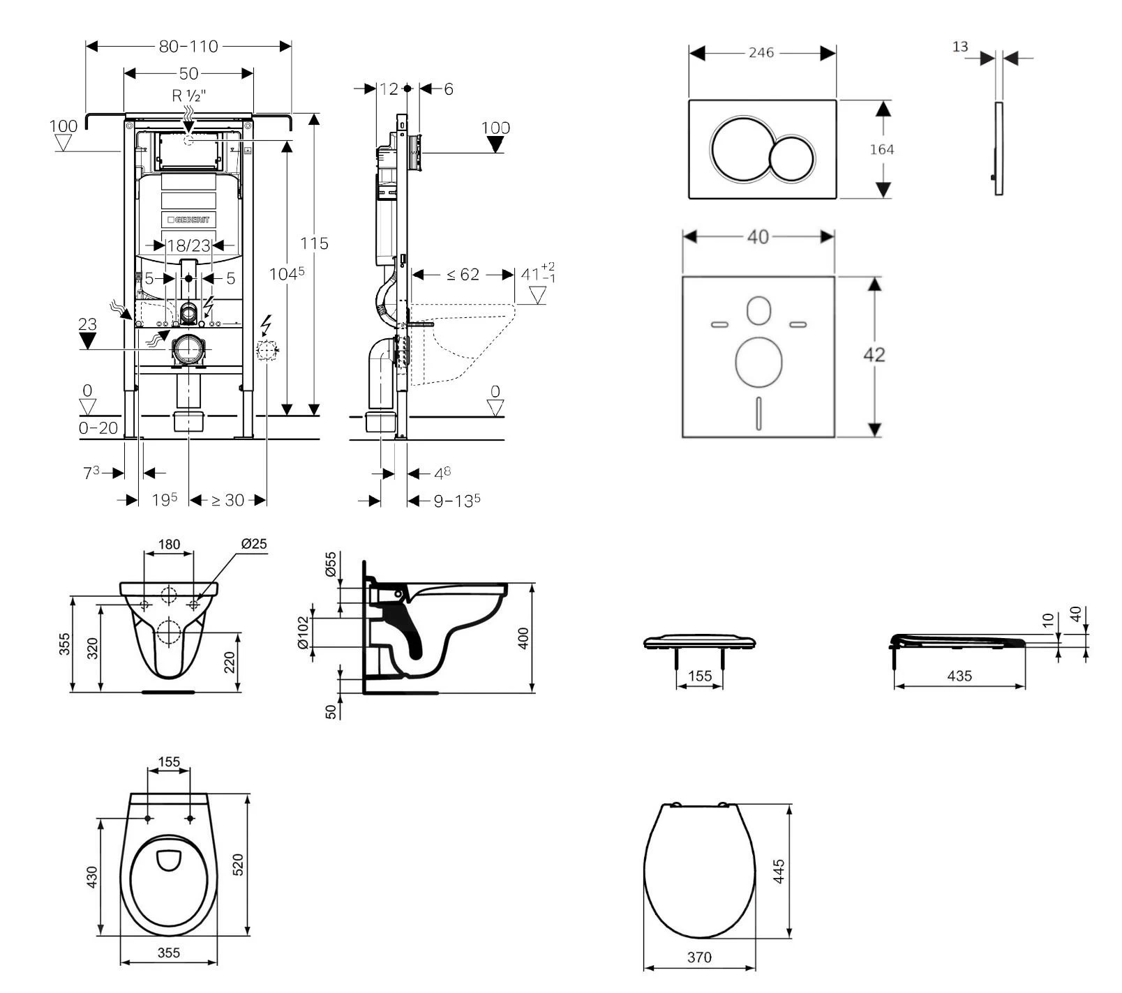 Geberit Duofix - Set Voorwandinstallatie, Closet Alpha Met WC-zitting, Bedieningspaneel Sigma01, Mat Chroom 111.355.00.5 NR3 4 Geberit Duofix - Set Voorwandinstallatie, Closet Alpha Met WC-zitting, Bedieningspaneel Sigma01, Mat Chroom 111.355.00.5 NR3 - Afbeelding 2