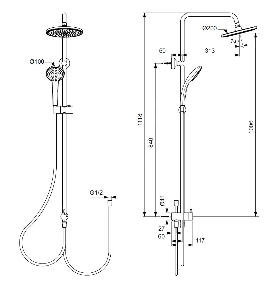 Ideal Standard Idealrain - Doucheset Met Omstelkraan, Zwart BC747XG 4 Ideal Standard Idealrain - Doucheset Met Omstelkraan, Zwart BC747XG - Afbeelding 2