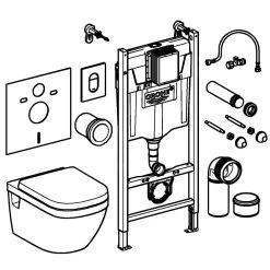 Grohe Solido - Toiletset Met Hangend Toilet + Softclose Wc Bril, Rimless, Arena Cosmopolitan Drukknop, Chroom 39700000 -Badkamer Paradijs 9f00dfe6b6343bc69fffd9e0