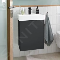 Villeroy & Boch Collaro - Wastafelkast, 410x546x344 Mm, 1 Deur, Scharnieren Rechts, Mat Zwart C00501PD -Badkamer Paradijs a35a05658af9b047fd666ae0