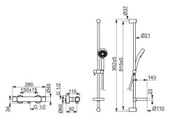 Hansa Prisma - Doucheset Met Thermostaat, ECO, 3 Stralen, Chroom 48080131 -Badkamer Paradijs a54c06850c98eaf19810ca66