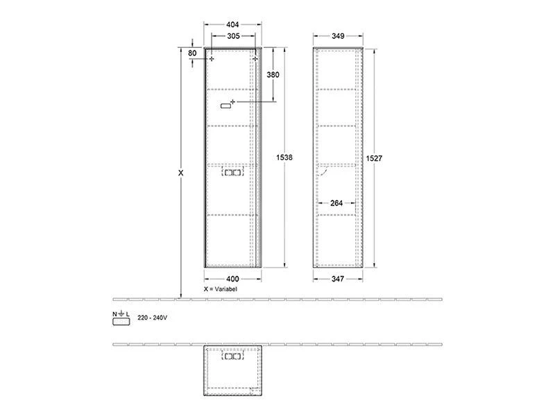 Villeroy & Boch Collaro - Hoge Spiegelkast, 404x1538x349 Mm, 1 Deur, Scharnieren Links, Glossy White C035F0DH 4 Villeroy & Boch Collaro - Hoge Spiegelkast, 404x1538x349 Mm, 1 Deur, Scharnieren Links, Glossy White C035F0DH - Afbeelding 2