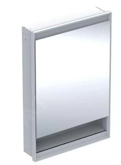 Geberit ONE - Spiegelkast Met LED-verlichting, 600x900x150 Mm, Scharnieren Links, Met Nis, Inbouw, Aluminium 505.820.00.1