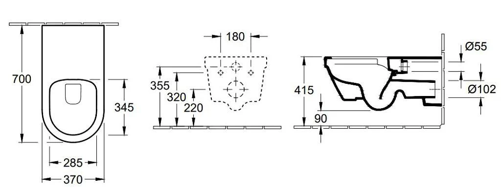 Villeroy & Boch Architectura - Vita Hangend Toilet, 370x700 Mm, Antibacterieel Met CeramicPlus, Alpine Wit 5649R2T2 4 Villeroy & Boch Architectura - Vita Hangend Toilet, 370x700 Mm, Antibacterieel Met CeramicPlus, Alpine Wit 5649R2T2 - Afbeelding 2